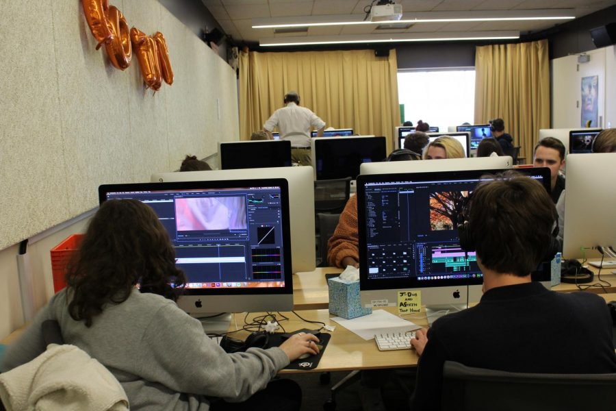 AVP students finishing up their films to submit for SXSW. Photo by Caroline Greenstone.