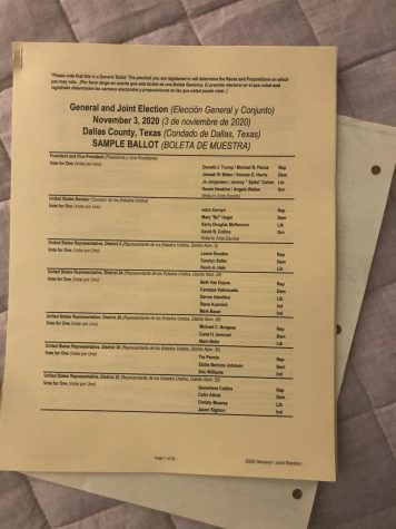 Sample ballot given to Jonah Yaffe, a junior who volunteered as a poll worker.