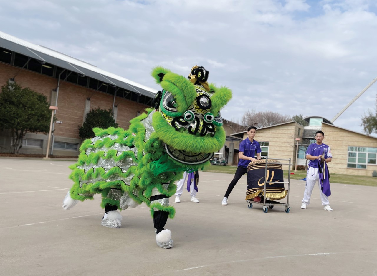 During the Lunar New Year, Students enjoyed a demonstration of dragon dancing. 