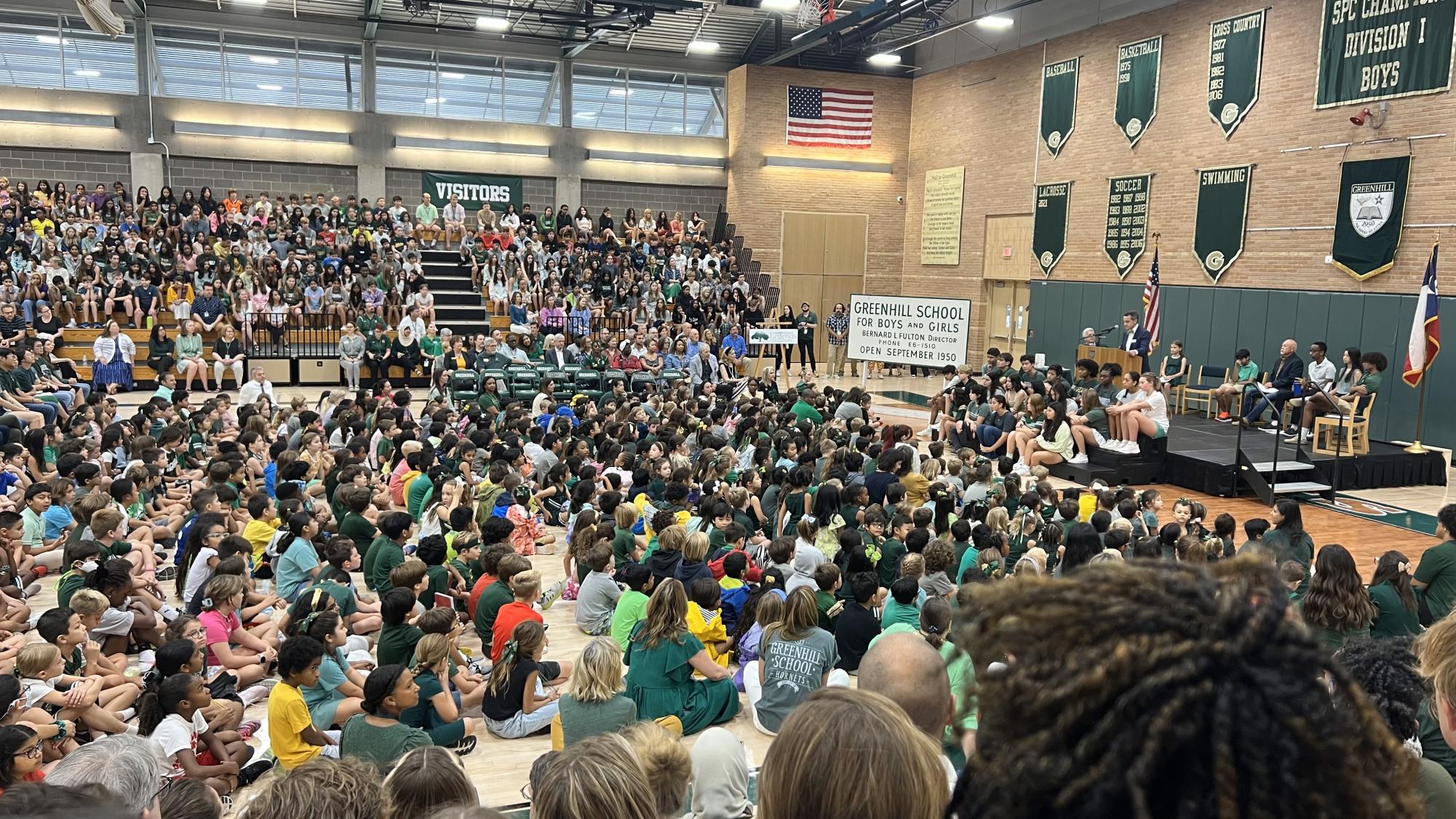The whole Greenhill community is gathered in Philips gym to celebrate Founders Day.