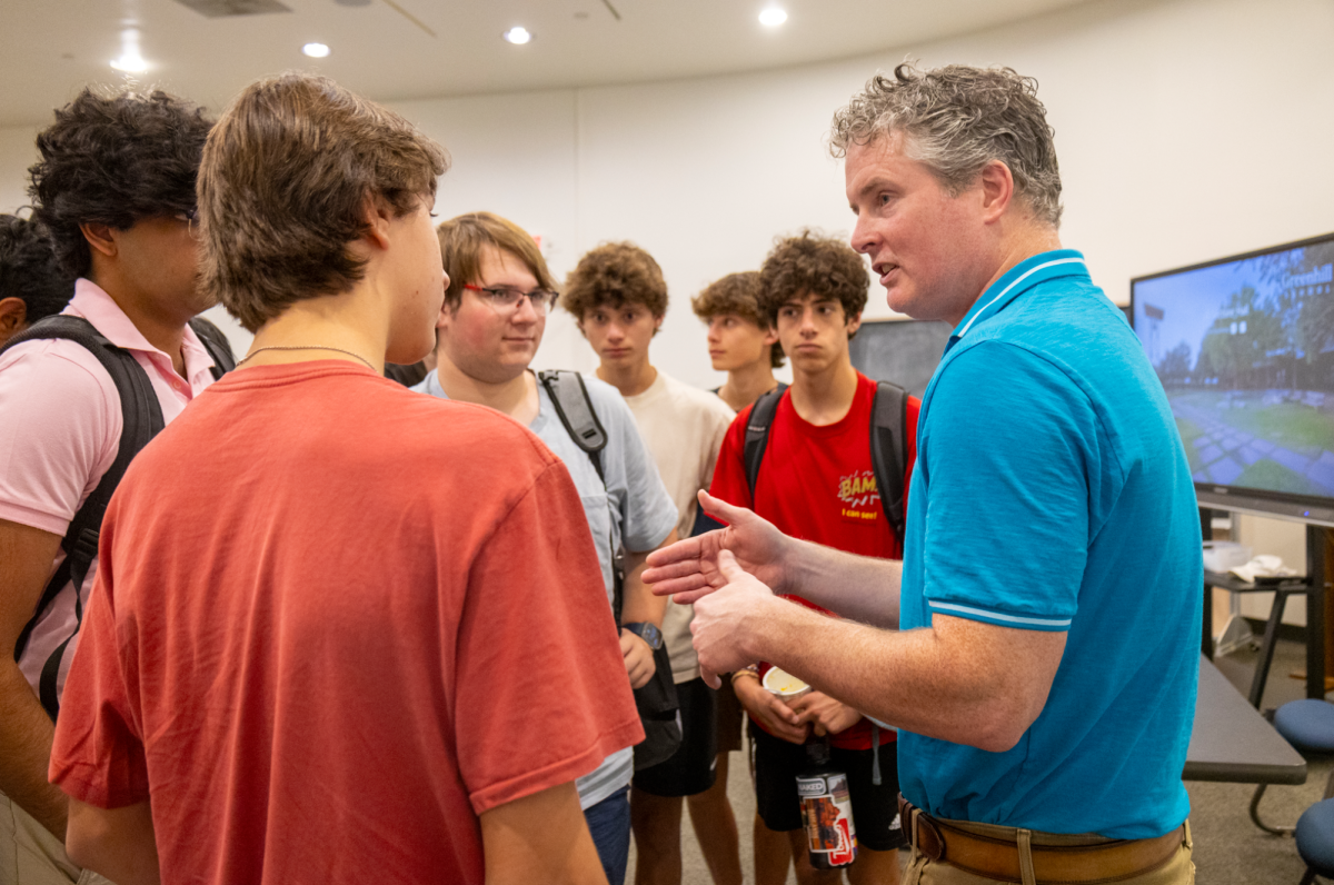 CEO of Hasbro, Chris Cocks, engages with Upper School students. Photo courtesy of Greenhill Communications.