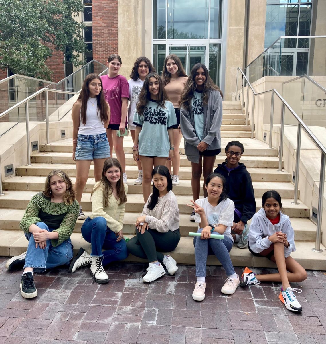 The Middle School Dance Company team poses for a photo on SMUs campus after the performance. Photo courtesy of Kelly McCain.